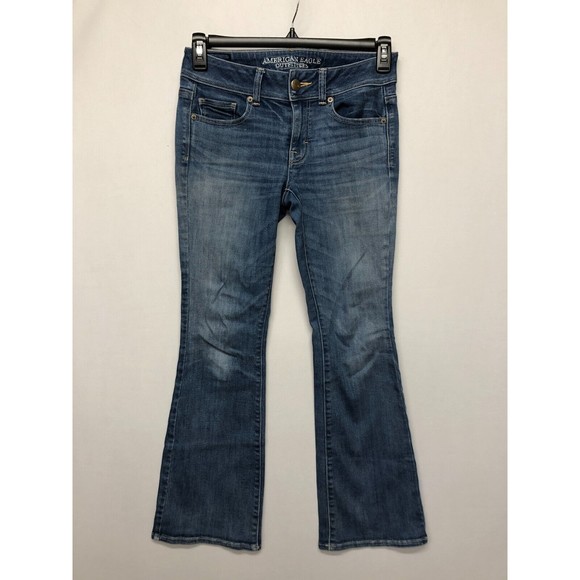 American Eagle Women Kick Boot Jeans Size 4 Short Blue Denim B230 -23 - Picture 1 of 16